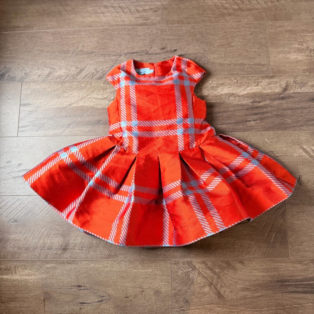 Mimisol MMS Orange Plaid Taffeta Jumper Long